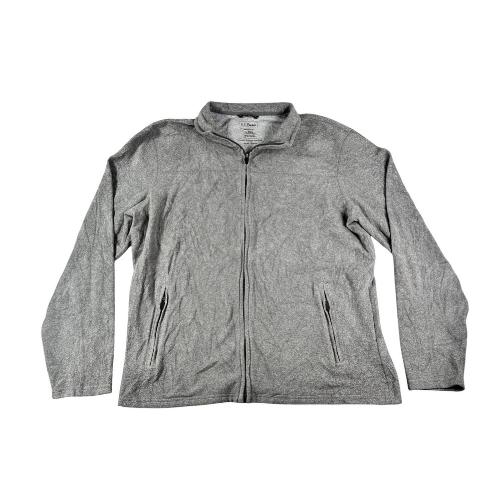 LL Bean Mens Full Zip Fleece Jacket Gray Traditional Fit Size Large
